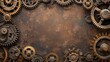 Immerse in the intricate world of steampunk with gears and cogs adorning the background. Ai Generated.
