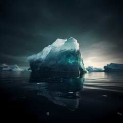 Poster - Iceberg floating in a cold remote ocean. 