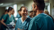© Sabana - A joyful scene capturing cheerful medics standing together with paper