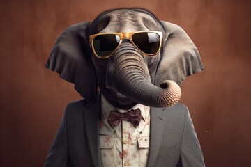 Wall Mural - Portrait of a handsome fashionable elephant.