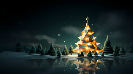 Wall Mural - Christmas tree illustration, Christmas holidays concept