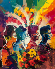 Wall Mural - Collage celebrating the togetherness and vibrancy of the LGBT community.