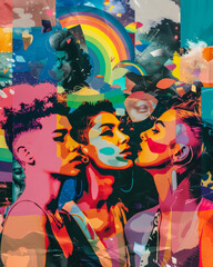 Wall Mural - Collage celebrating the togetherness and vibrancy of the LGBT community.