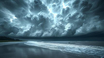Wall Mural - Coast - beach - weather system moving in - storm - clouds 