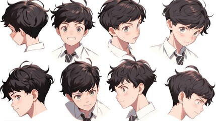 Wall Mural - school boy with different expressions