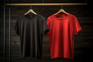 Sticker - Black and Red T-Shirts on Hangers