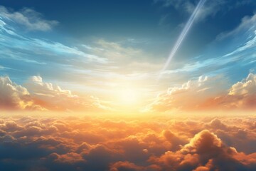 Wall Mural - The sun is shining at the sky beautiful wallpaper artwork, sun is shining at the sky, Ai generated