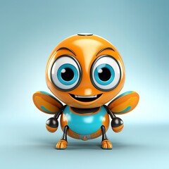 Wall Mural - flat logo of Cute baby ant with big eyes lovely little animal 3d rendering cartoon character