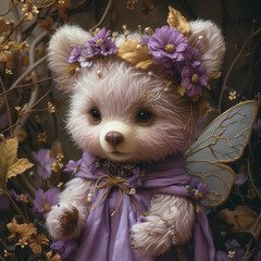 Wall Mural - Enchanting Lilac Fairy Bear with Gossamer Wings