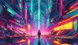 background with lights, vhs neon distorted cyberpunk glitch wallpaper background