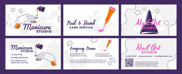 Wall Mural - Business card set for nail studio advertising