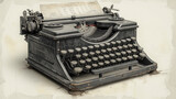 Fototapeta Uliczki - Classic Black and Whites: Vintage Typewriter Sketch
