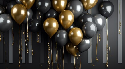 Wall Mural - gold and black balloon background