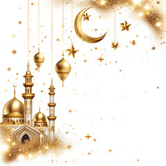 Wall Mural - Lanterns glowing with stars and moon, Traditional Ramadan decorations, Celebration of islamic eid mubarak and eid al adha lantern in a light background