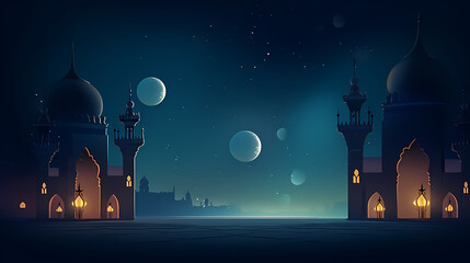 Ramadan background with mosque or lantern illustration