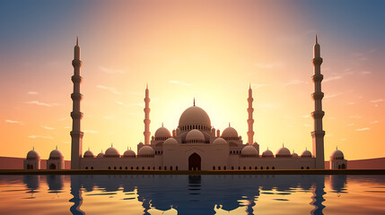 Ramadan background with mosque or lantern illustration