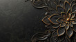 vintage ebony black background with gold ornament, mandala 3d wall decorative, metal flower wall decoration