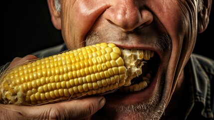 Wall Mural - grilled eating corn