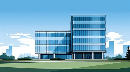 Wall Mural - design office building line art