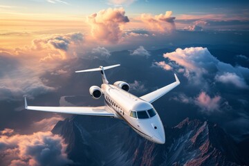 exemplifying opulent travel: stylish private jet takes flight