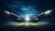 © Nadzeya - Soccer stadium at night with bright spotlights, ready for match. 3D rendering.