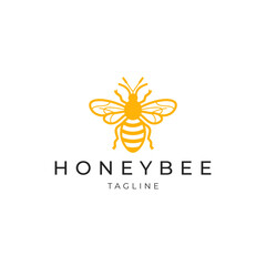 Poster - Honey bee line art logo icon design template