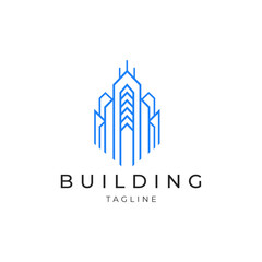 Wall Mural - Building line art logo icon design template