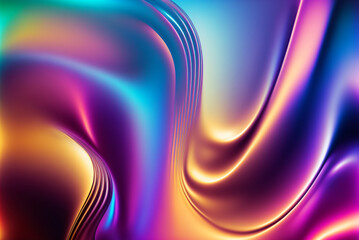 Canvas Print - Abstract holographic gradient waves background	