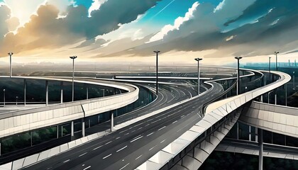 Wall Mural - highway at night