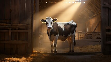 Poster - livestock cow in barn