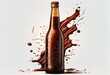 500ml brown beer beer bottle with drops isolated without shadow on a white background. Generative AI