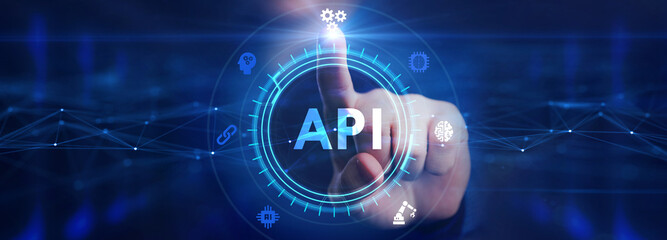 API - Application Programming Interface. Software development tool. Business, modern technology, internet and networking concept.