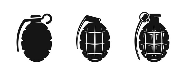 Grenade vector icons. Hand grenade icon set.