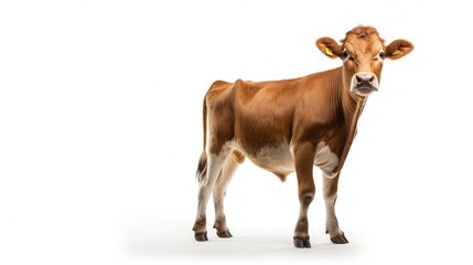 Poster - grass cow on white background