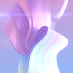 Aufkleber - Smooth wave of fabric stripes with trendy neon color gradient. 3d rendering abstract background. Digital illustration
