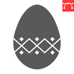 Easter egg with ornament glyph icon, food and decoration, easter egg vector icon, vector graphics, editable stroke solid sign, eps 10.