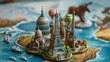 Miniature of popular monuments in the world all together