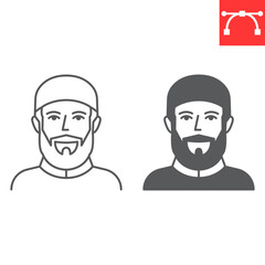 Wall Mural - Muslim man line and glyph icon, Ramadan and Islamic, arabian man vector icon, vector graphics, editable stroke outline sign, eps 10.