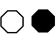 black octagon outlined and filled shape icon , black octagonal geometric shapes 