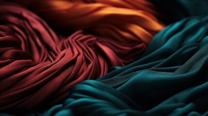 Wall Mural - A close up of a pile of colorful fabric on top of each other, AI