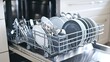 © David - Modern dishwasher filled with clean plates and dishes