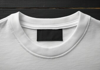 Wall Mural - blank black color clothing label on white t shirt