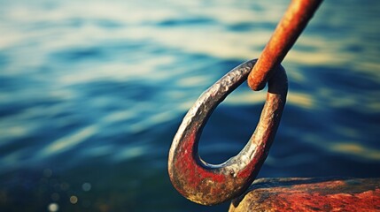 Canvas Print - A close up of a rusty hook on the side of something, AI