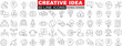 Creative Idea Line Icon Vector set, a comprehensive set of innovation and brainstorming symbols. Ideal for website and app design, featuring lightbulb, brain, gear, and more