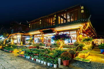 Sticker - The Old Town of Lijiang is a UNESCO World Heritage Site and a famous tourist destination in Asia. Yunnan, China.