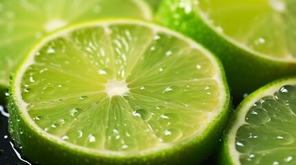 Wall Mural - Lime slices with water drops