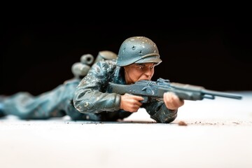 Poster - plastic american infantry toy soldier WWII isolated