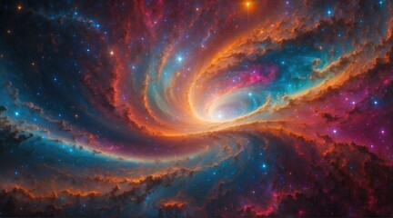 Wall Mural - a colorful spiral galaxy in space. generative ai.