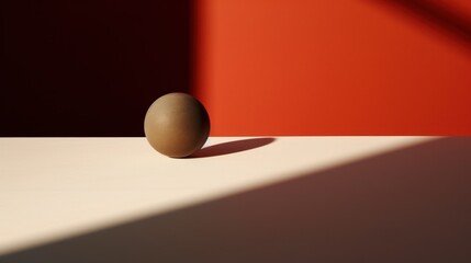 Poster - A single egg on a white surface with red wall behind it, AI