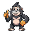 © Ismail Hossain - Cartoon funny gorilla giving thumb up on white